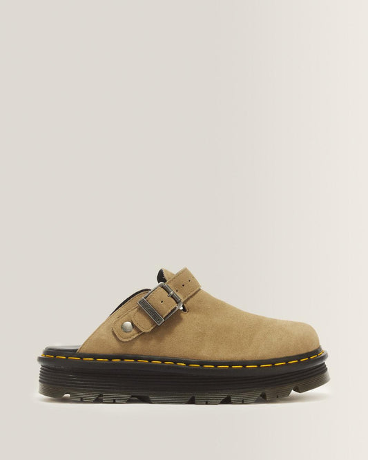Zebzag Suede Casual Slingback Platform Mules - Savannah Tan — E.H.Suede