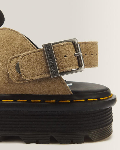 Zebzag Suede Casual Slingback Platform Mules - Savannah Tan — E.H.Suede - image 3