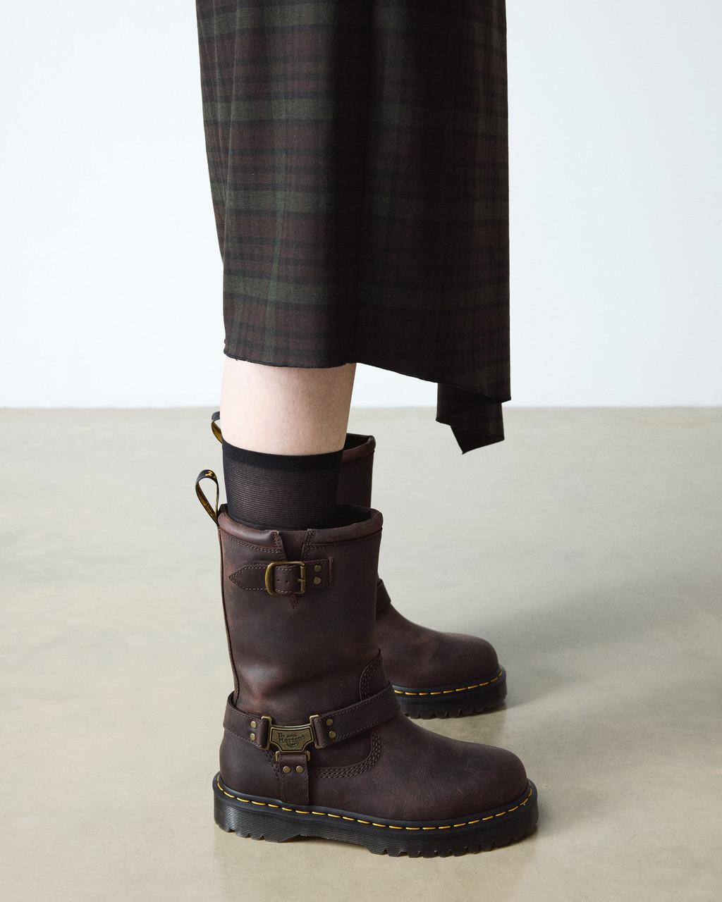 Anistone Hi Leather Biker Boots - Dark Brown — BURNISHED WAXY PULL UP WP - image 2