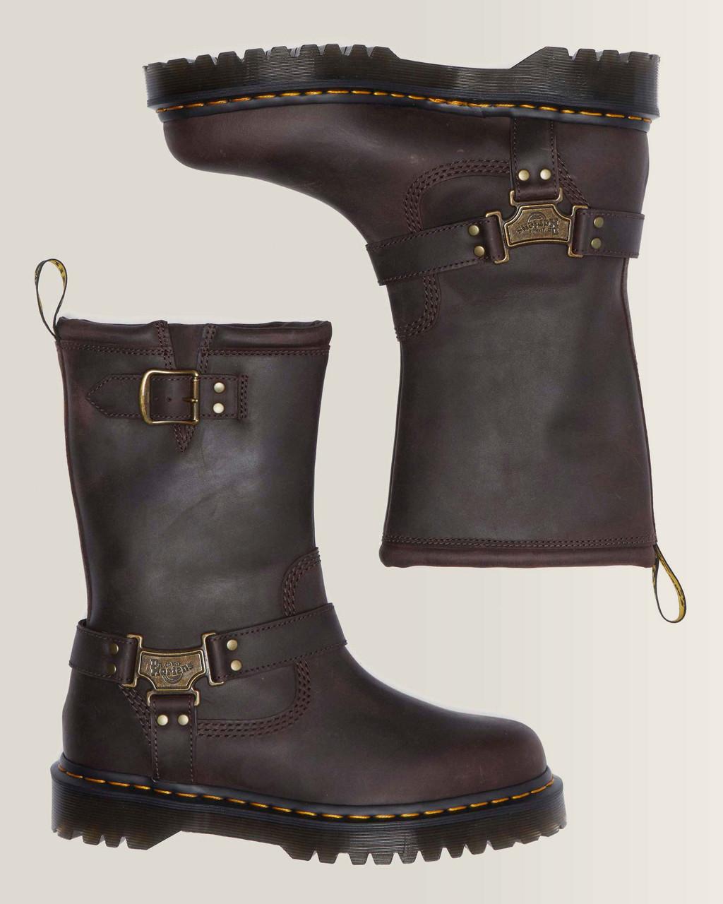 Anistone Hi Leather Biker Boots - Dark Brown — BURNISHED WAXY PULL UP WP - image 4