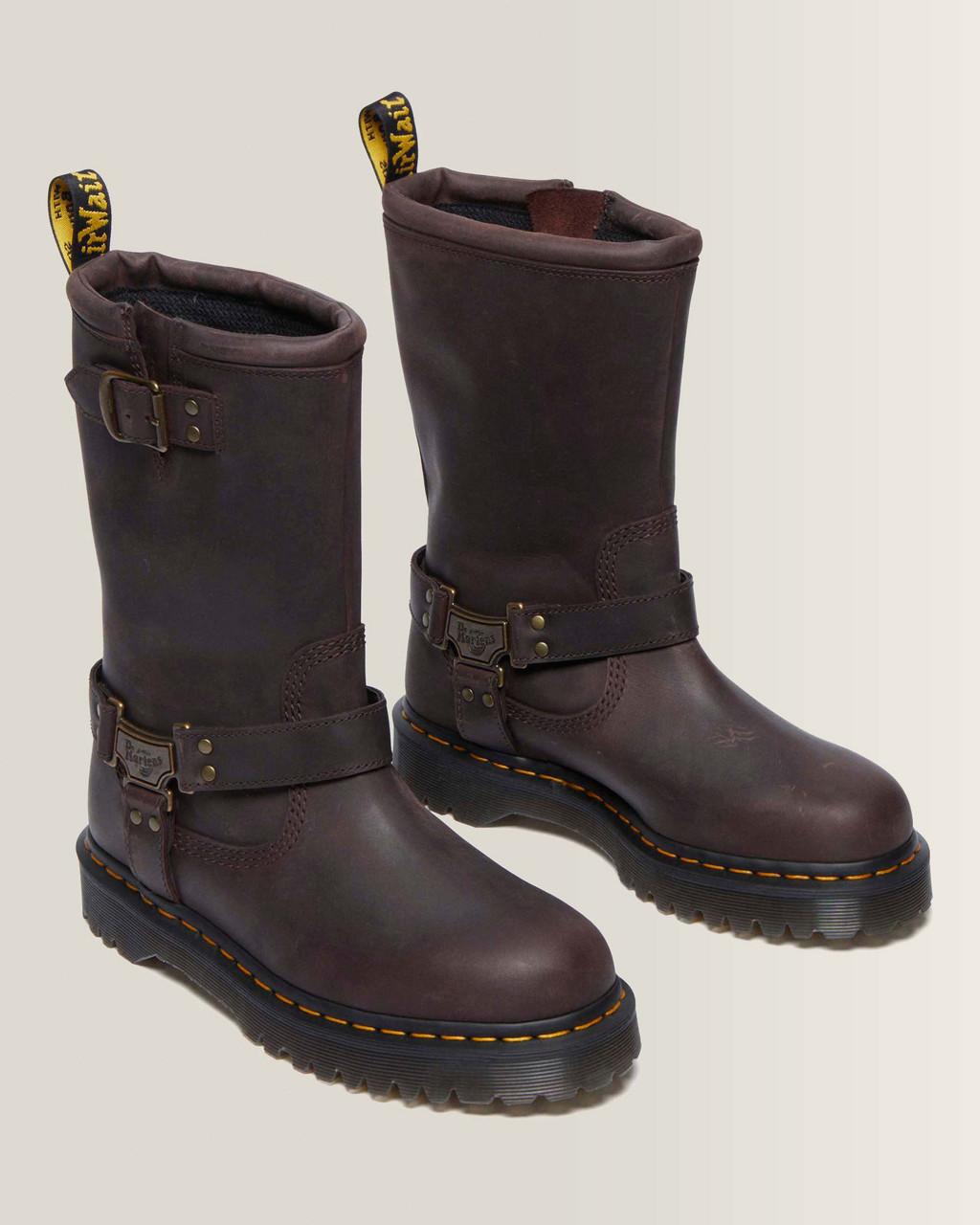 Anistone Hi Leather Biker Boots - Dark Brown — BURNISHED WAXY PULL UP WP - image 5