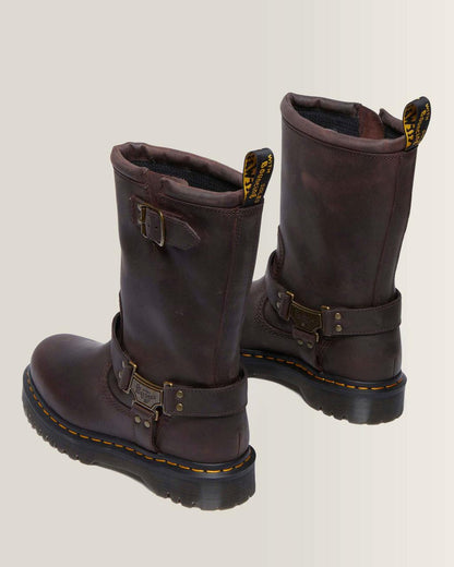 Anistone Hi Leather Biker Boots - Dark Brown — BURNISHED WAXY PULL UP WP - image 6