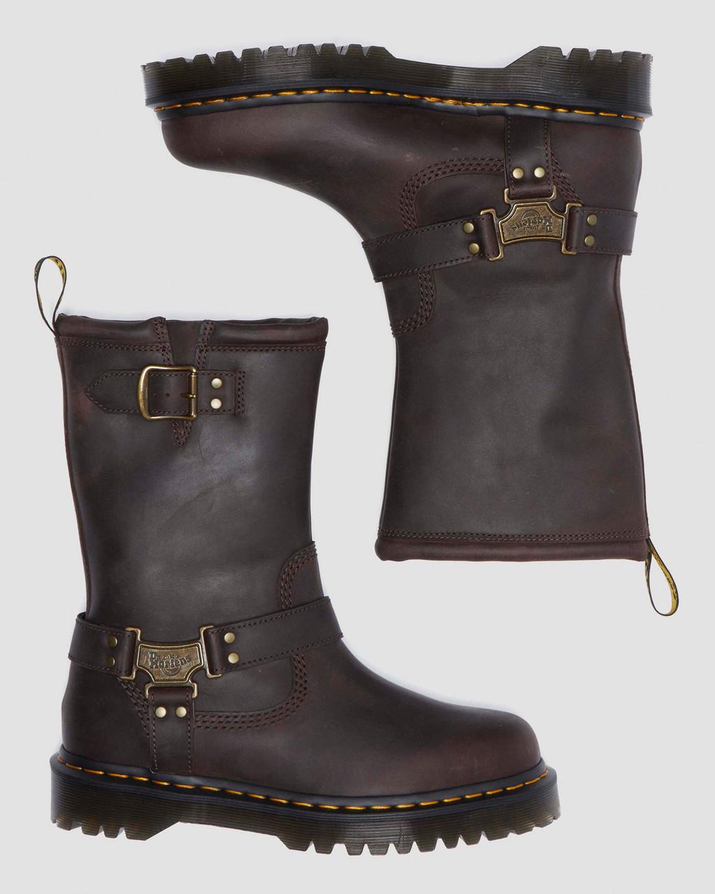 Anistone Hi Leather Biker Boots - Dark Brown — BURNISHED WAXY PULL UP WP - image 9