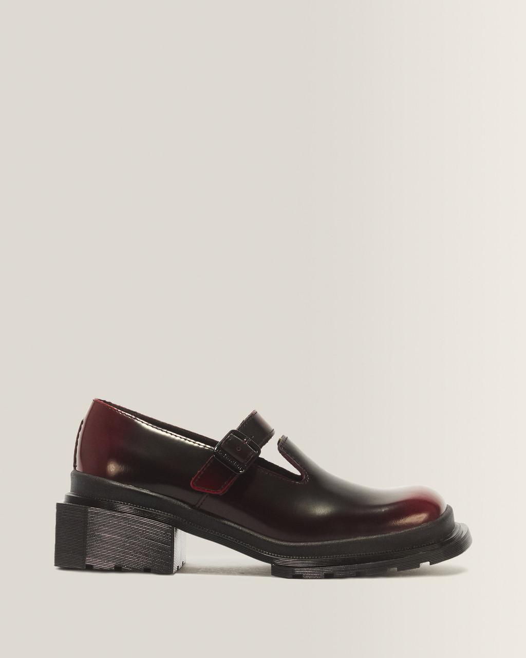 Maybole Square Toe Mary Jane Shoes - Black+Cherry Red — Arcadia