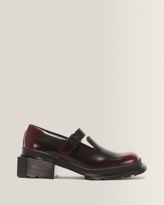 Maybole Square Toe Mary Jane Shoes - Black+Cherry Red — Arcadia