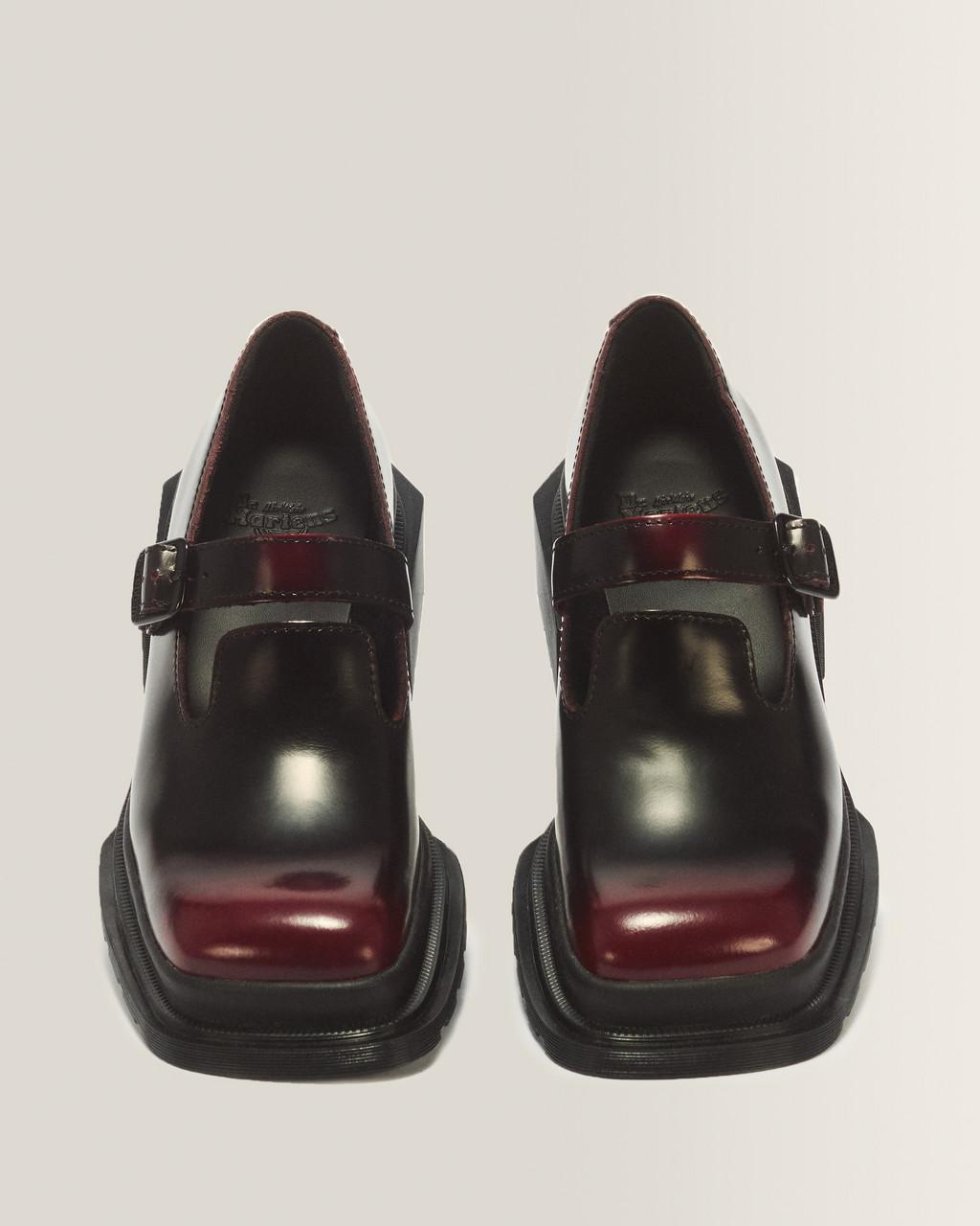 Maybole Square Toe Mary Jane Shoes - Black+Cherry Red — Arcadia - image 4