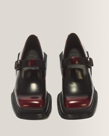 Maybole Square Toe Mary Jane Shoes - Black+Cherry Red — Arcadia - image 4