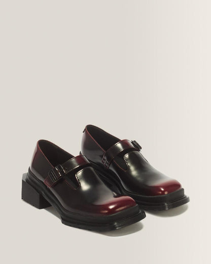 Maybole Square Toe Mary Jane Shoes - Black+Cherry Red — Arcadia - image 5