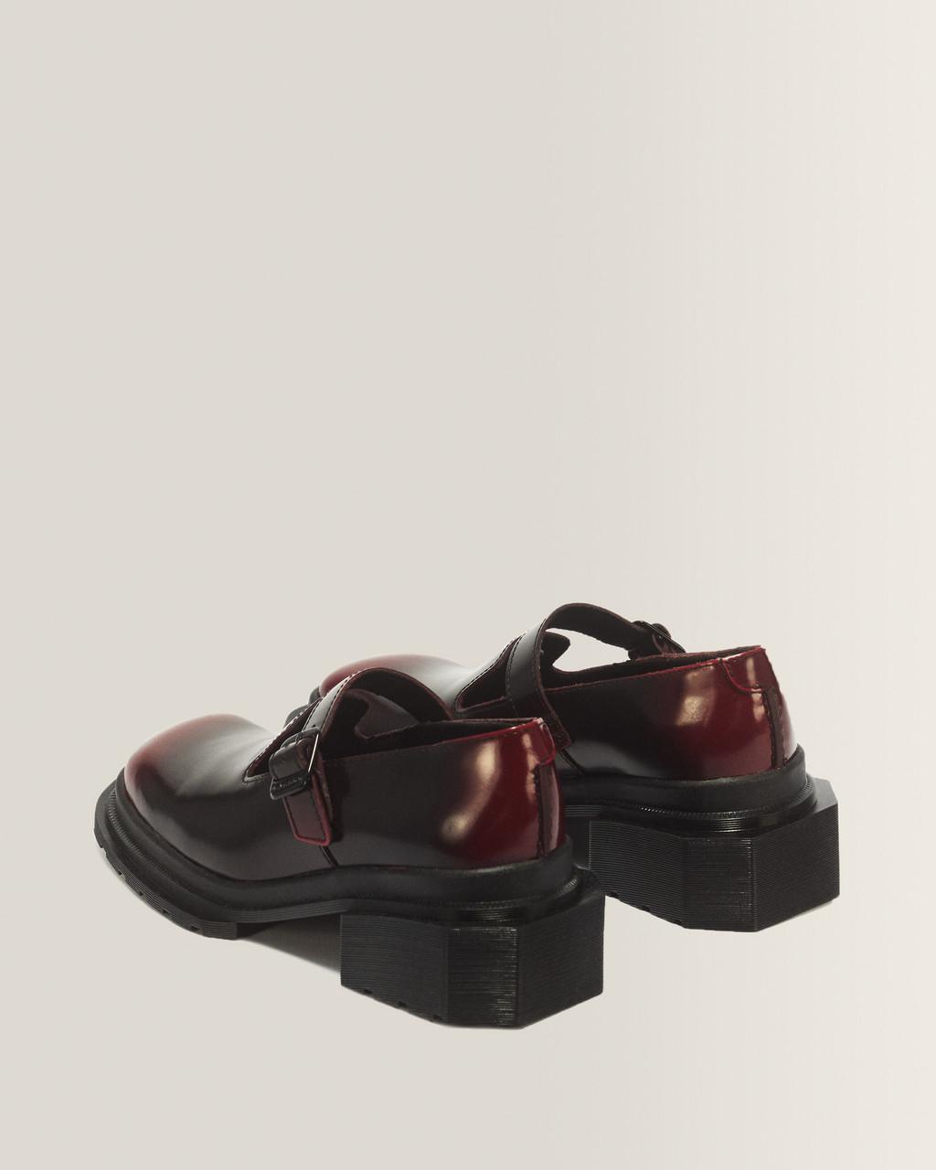 Maybole Square Toe Mary Jane Shoes - Black+Cherry Red — Arcadia - image 6