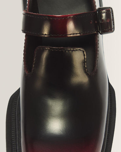 Maybole Square Toe Mary Jane Shoes - Black+Cherry Red — Arcadia - image 8