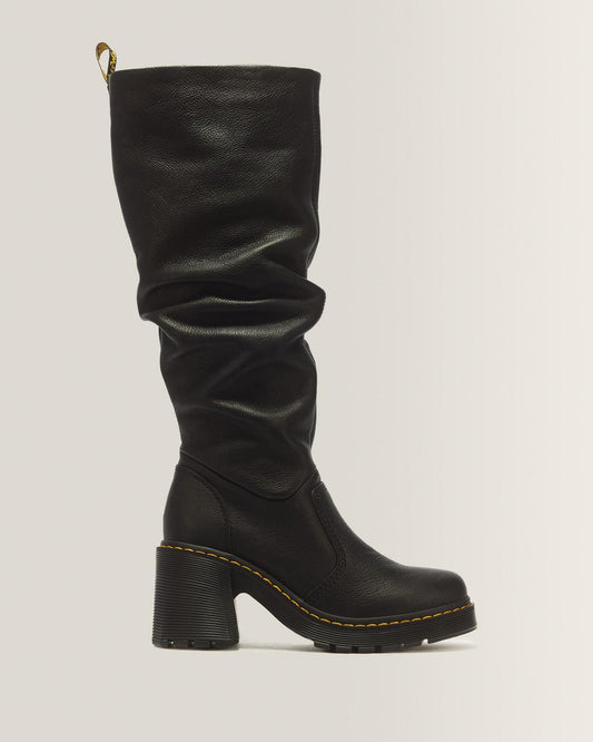 Kasey Virginia Leather Tall Heeled Boots - Black — Virginia