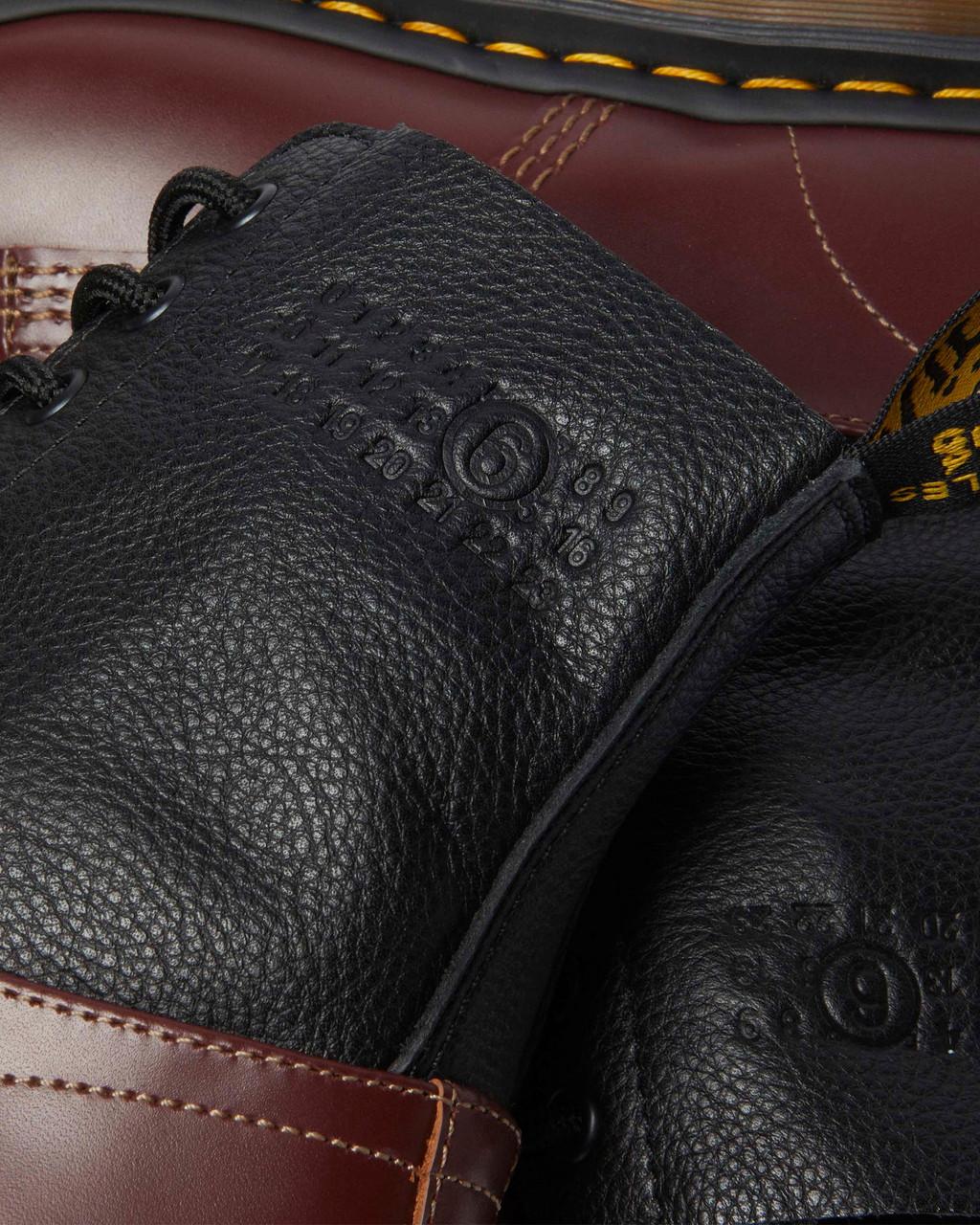 1460 / 1461 MM6 Steel Toe Leather Boots - Black+Oxblood — VINTAGE SMOOTH+VIRGINIA - image 3