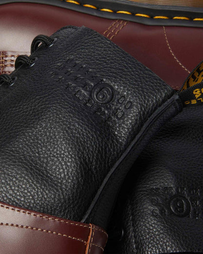 1460 / 1461 MM6 Steel Toe Leather Boots - Black+Oxblood — VINTAGE SMOOTH+VIRGINIA - image 3