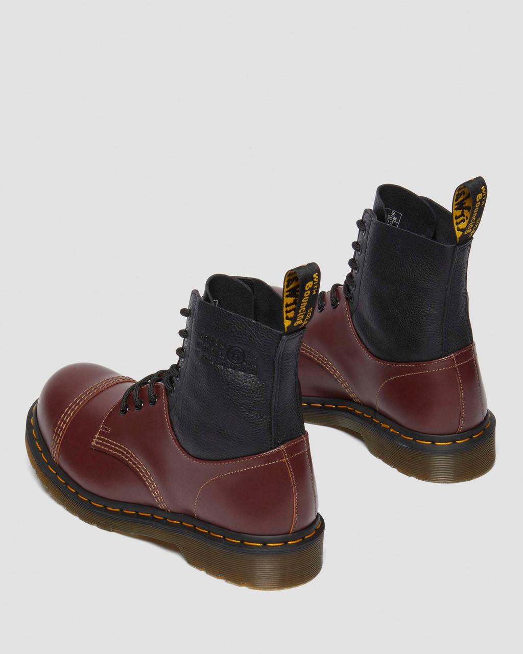 1460 / 1461 MM6 Steel Toe Leather Boots - Black+Oxblood — VINTAGE SMOOTH+VIRGINIA - image 5