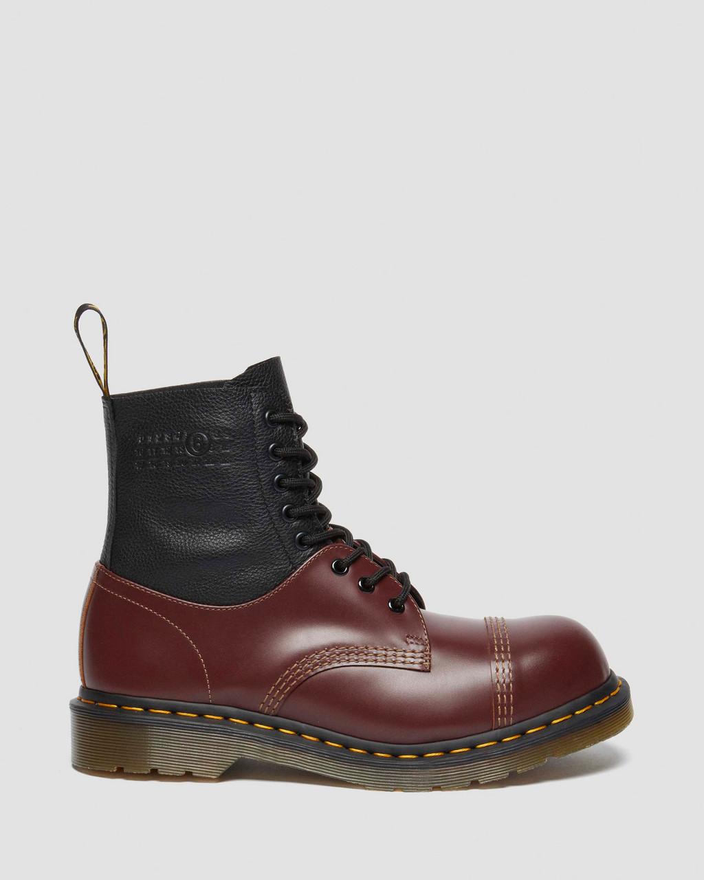 1460 / 1461 MM6 Steel Toe Leather Boots - Black+Oxblood — VINTAGE SMOOTH+VIRGINIA - image 6