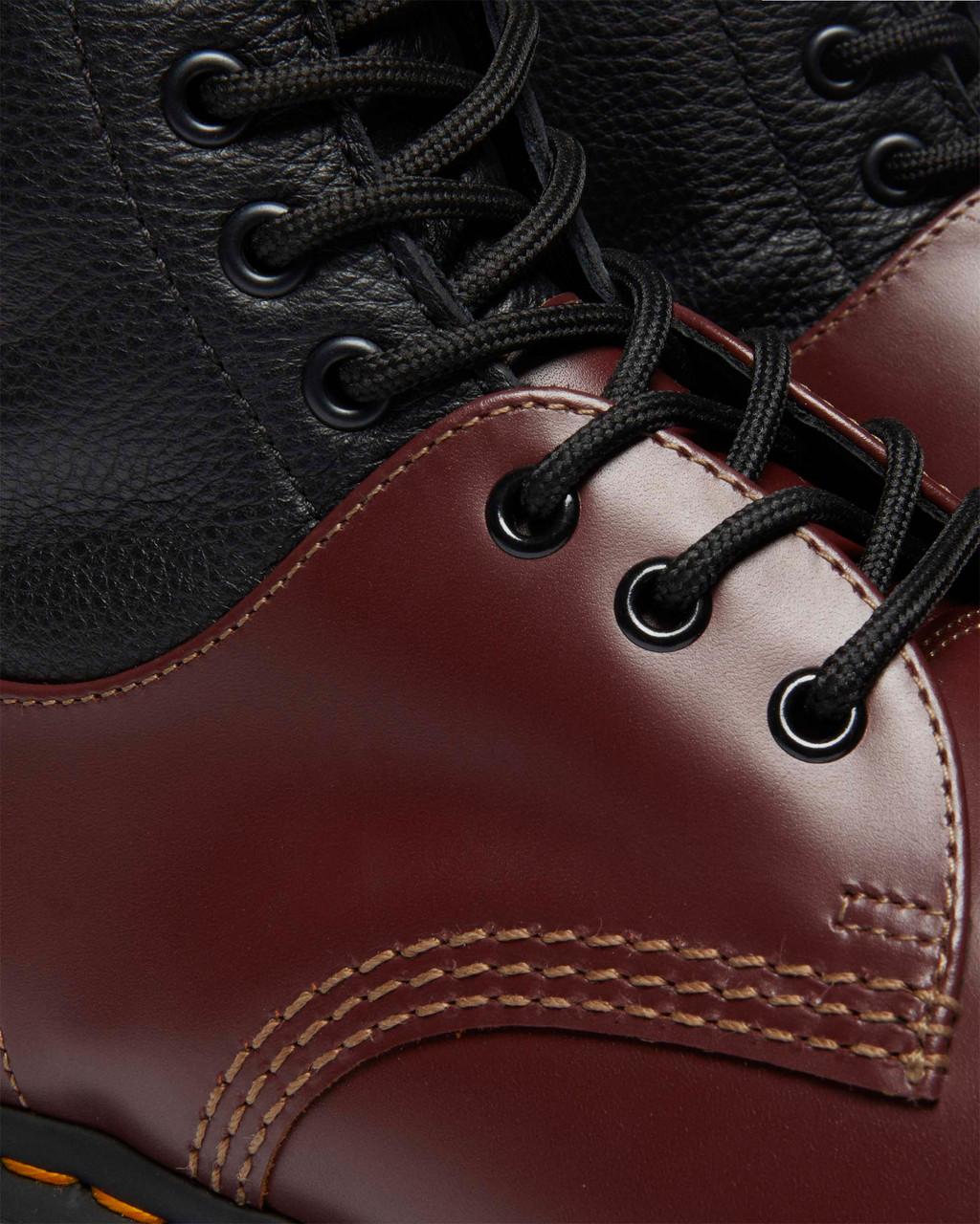 1460 / 1461 MM6 Steel Toe Leather Boots - Black+Oxblood — VINTAGE SMOOTH+VIRGINIA - image 7