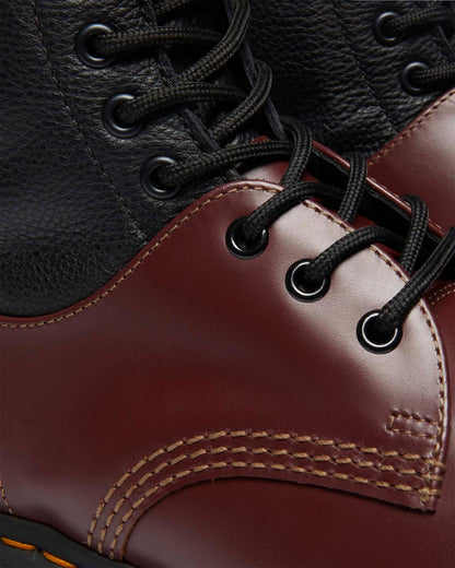 1460 / 1461 MM6 Steel Toe Leather Boots - Black+Oxblood — VINTAGE SMOOTH+VIRGINIA - image 7
