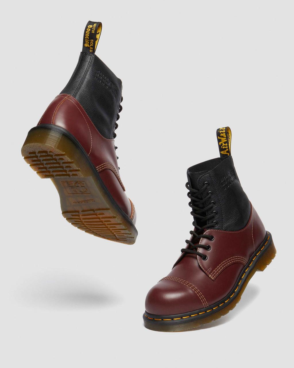 1460 / 1461 MM6 Steel Toe Leather Boots - Black+Oxblood — VINTAGE SMOOTH+VIRGINIA - image 8