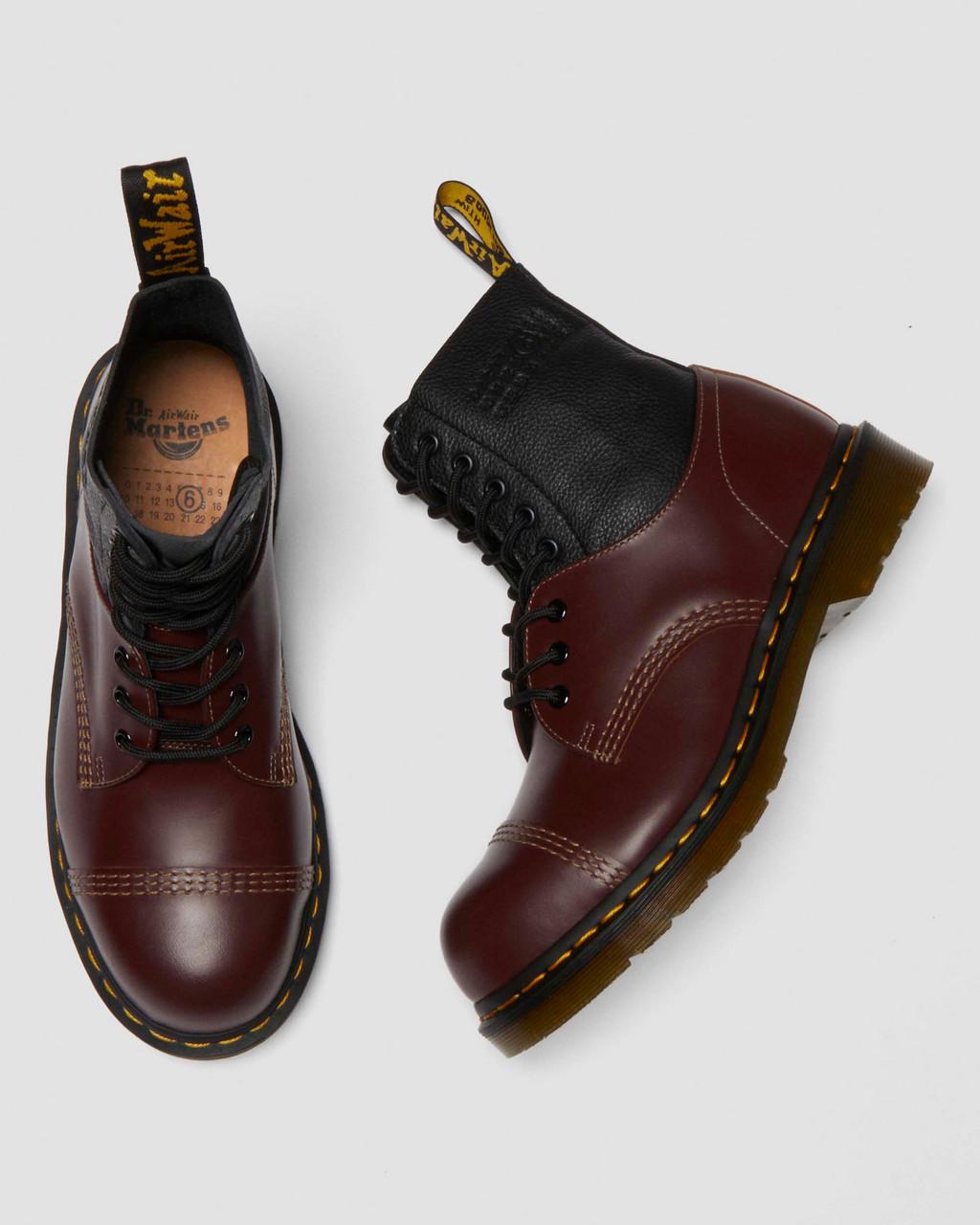 1460 / 1461 MM6 Steel Toe Leather Boots - Black+Oxblood — VINTAGE SMOOTH+VIRGINIA - image 9