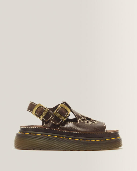 Dunnet Flower Full Grain Leather Sandals - Brown — AR Rogue