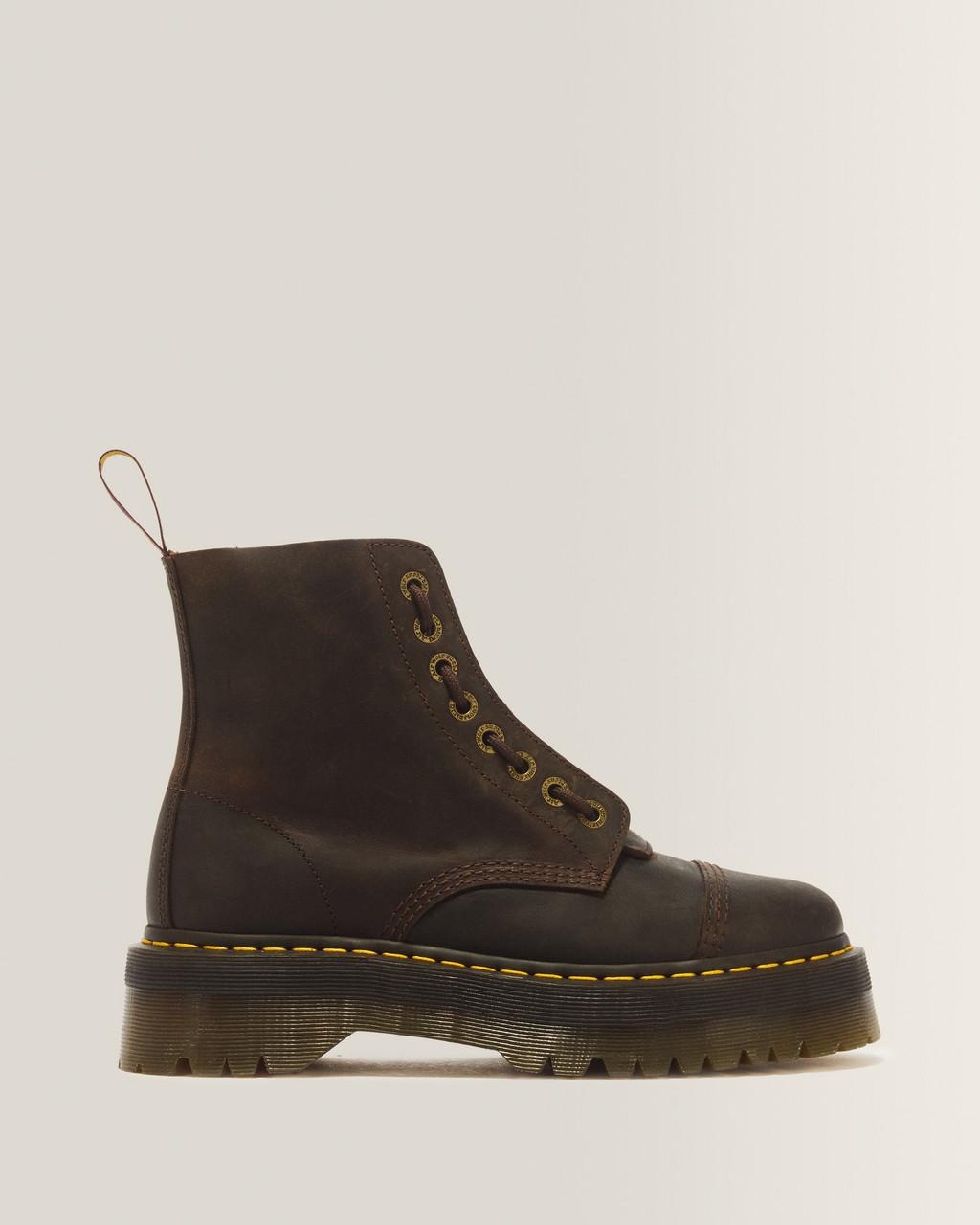 Sinclair Crazy Horse leather platform boots - Dark Brown — Crazy Horse