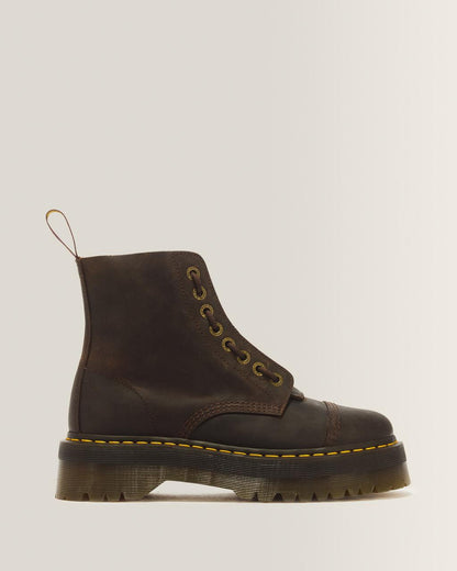 Sinclair Crazy Horse leather platform boots - Dark Brown — Crazy Horse