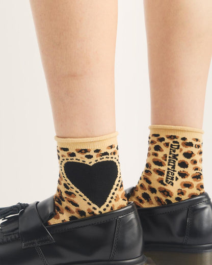 Leopard Heart Cotton Blend Socks - Light Tan - image 2