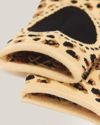 Leopard Heart Cotton Blend Socks - Light Tan - image 4