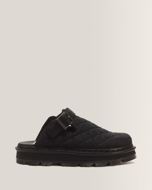 Zebzag Quilted Canvas Platform Mules - Black — Econyl Woven WR+Grizzly