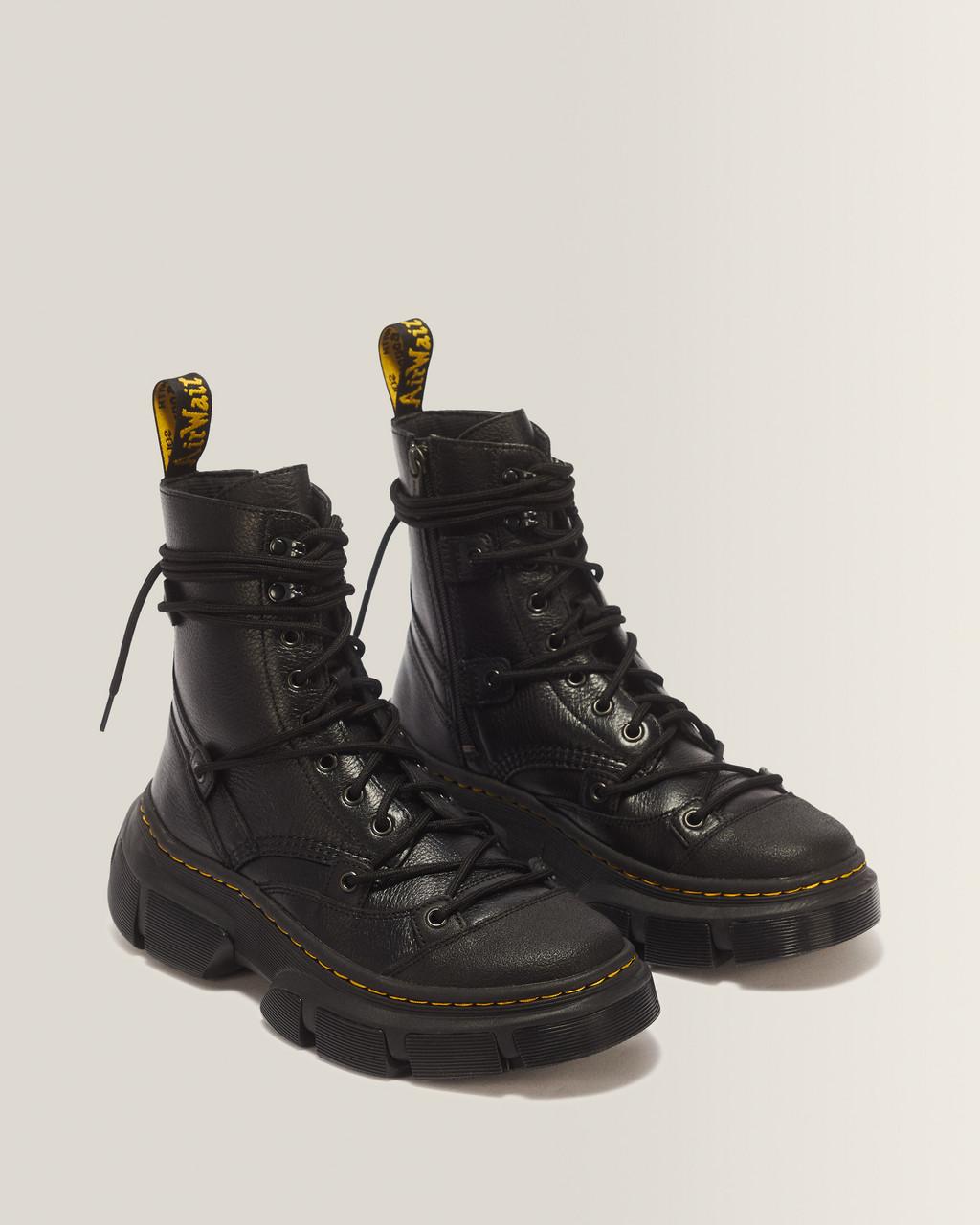 DMXL 8-eye leather boots - Black — Lunar+Rubber Grained Leather - image 5
