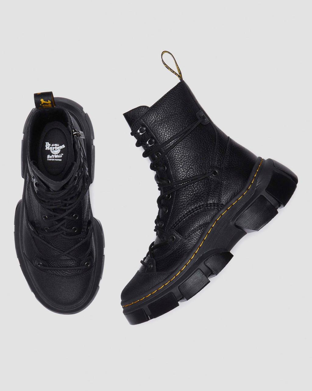 DMXL 8-eye leather boots - Black — Lunar+Rubber Grained Leather - image 10