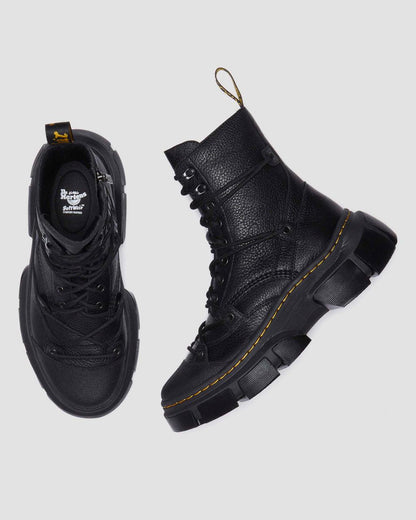 DMXL 8-eye leather boots - Black — Lunar+Rubber Grained Leather - image 10