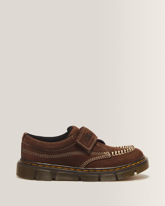 Junior Raffe Strap Tumbled Nubuck Strap Shoes - Dark Brown — Tumbled Nubuck