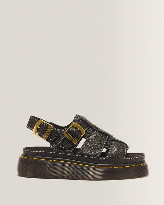 Wrenlie Open Toe Nappa Leather Fisherman Platform Sandals - BLACK MILLED NAPPA — Milled Nappa