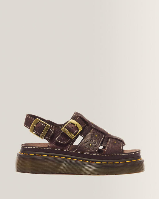 Wrenlie Open Toe Grizzly Leather Fisherman Platform Sandals - Dark Brown — Grizzly
