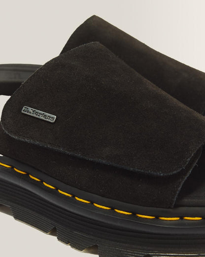 Zebzag Suede Platform Slides - Black — E.H.Suede - image 3