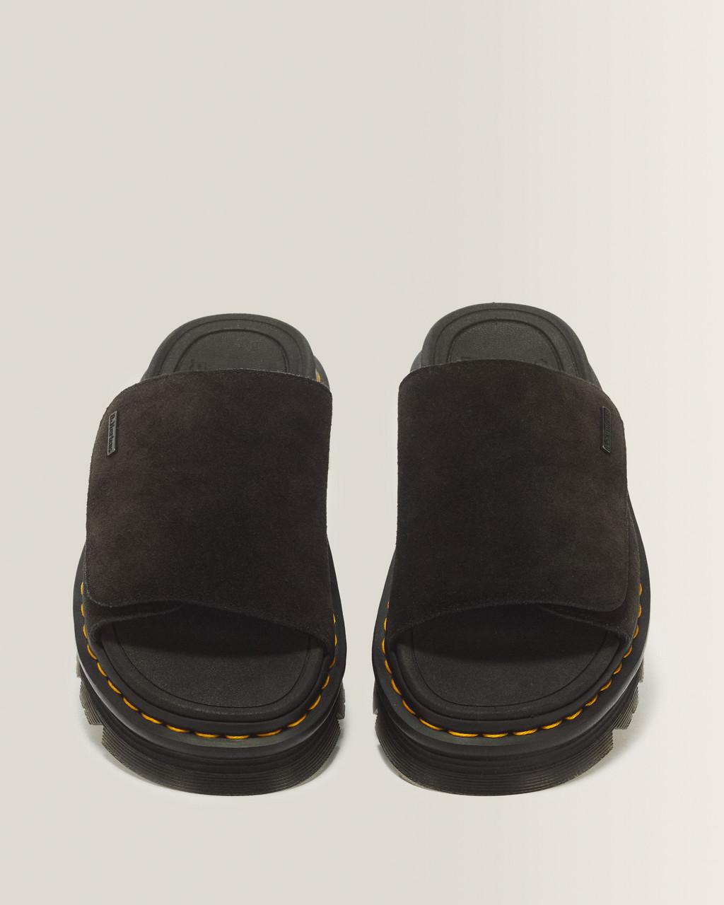Zebzag Suede Platform Slides - Black — E.H.Suede - image 4