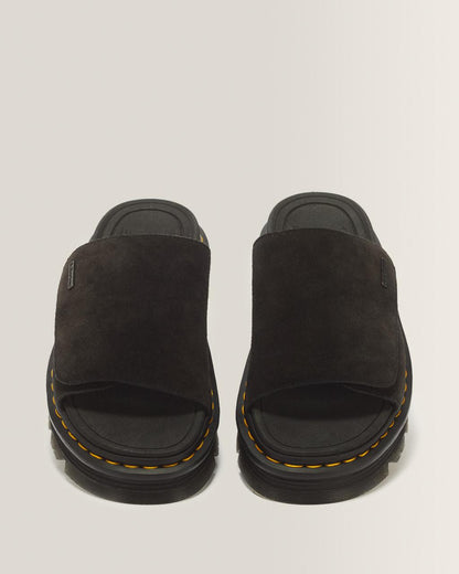Zebzag Suede Platform Slides - Black — E.H.Suede - image 4