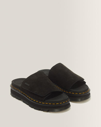 Zebzag Suede Platform Slides - Black — E.H.Suede - image 5