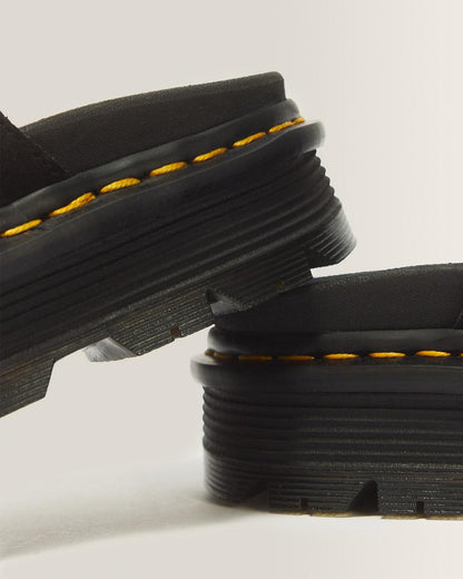 Zebzag Suede Platform Slides - Black — E.H.Suede - image 8