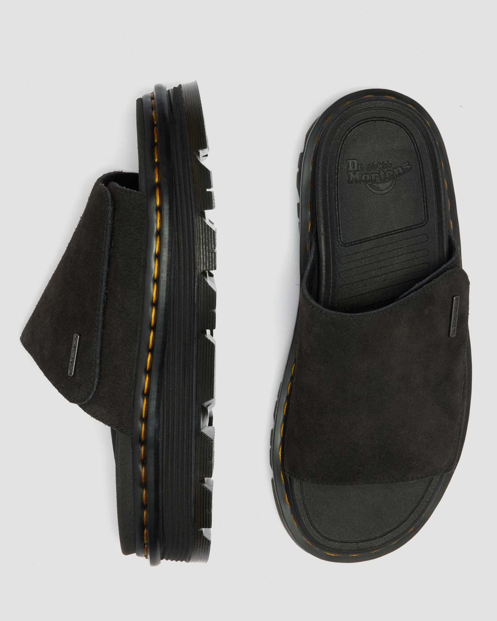 Zebzag Suede Platform Slides - Black — E.H.Suede - image 9