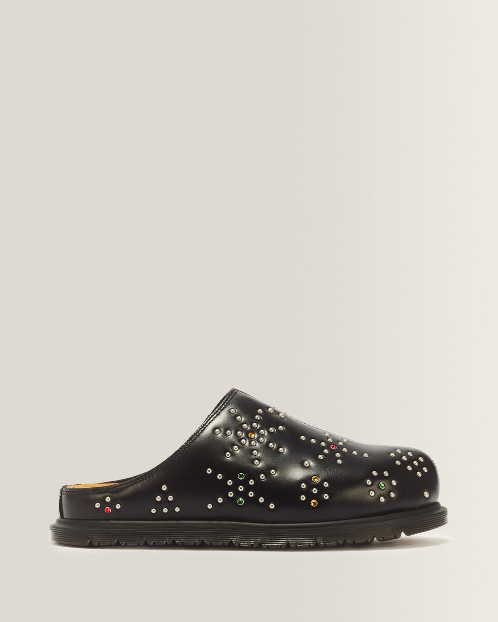San Studded Leather Mules - Black — Analine