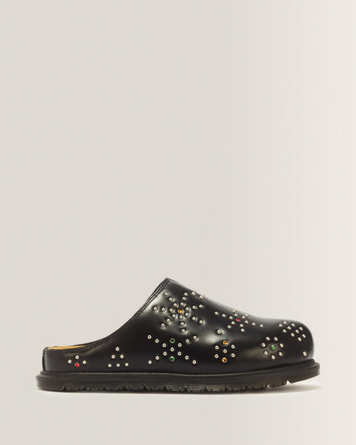 San Studded Leather Mules - Black — Analine