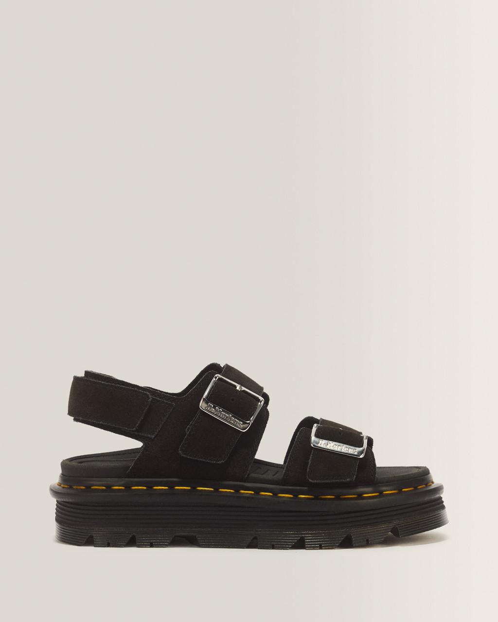 Zebzag Suede Platform Sandals - Black — E.H.Suede