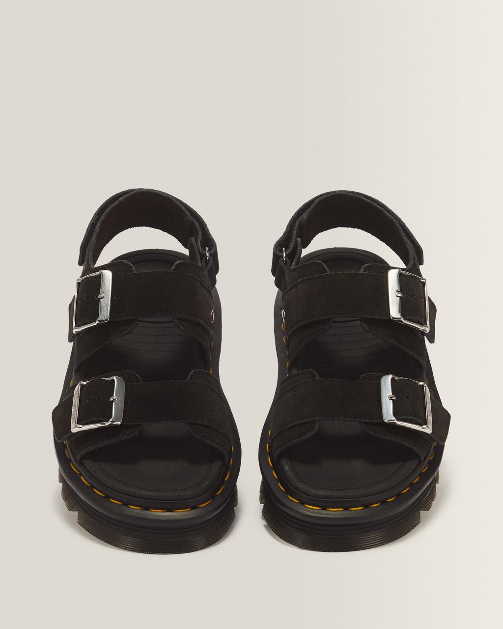 Zebzag Suede Platform Sandals - Black — E.H.Suede - image 4