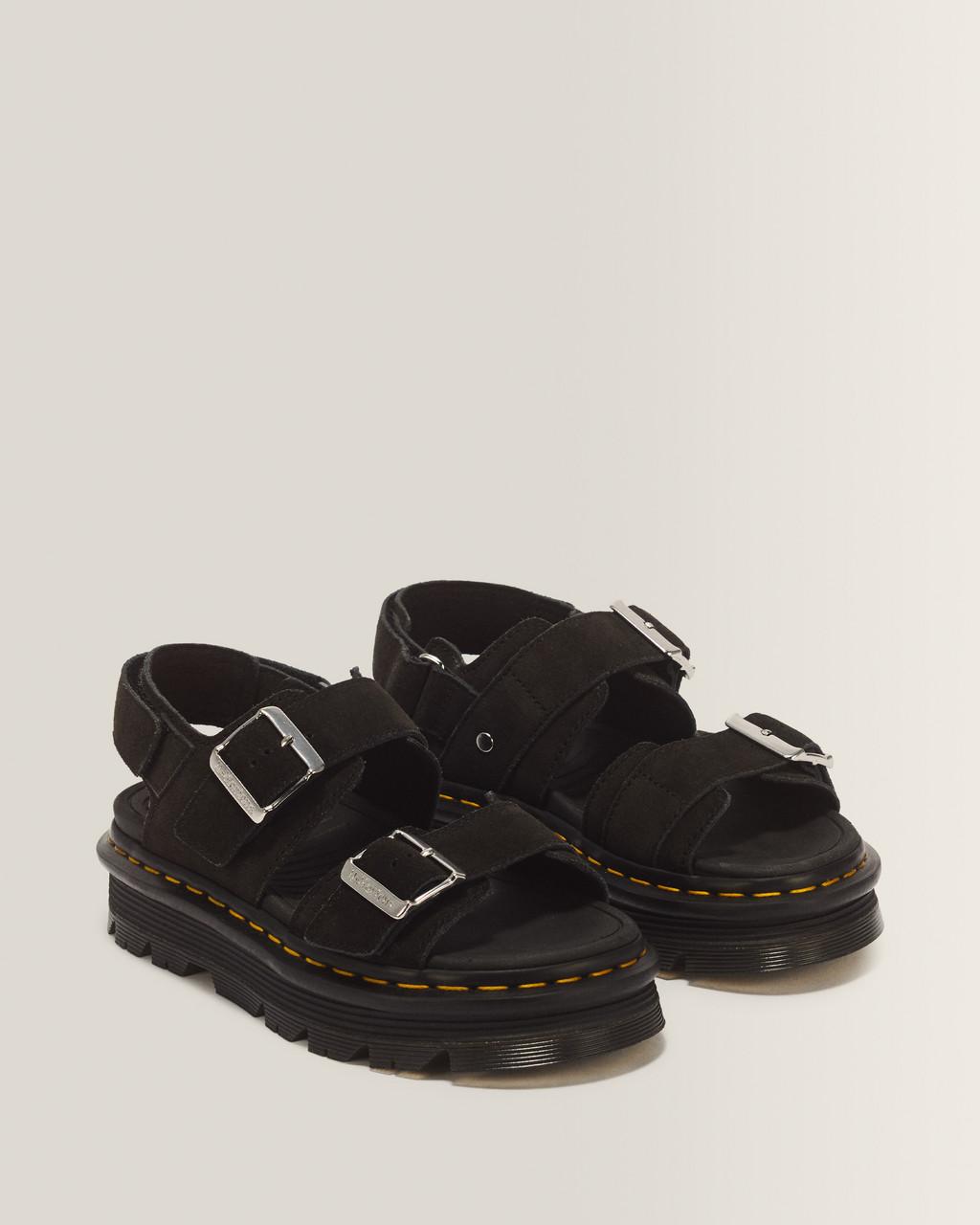 Zebzag Suede Platform Sandals - Black — E.H.Suede - image 5