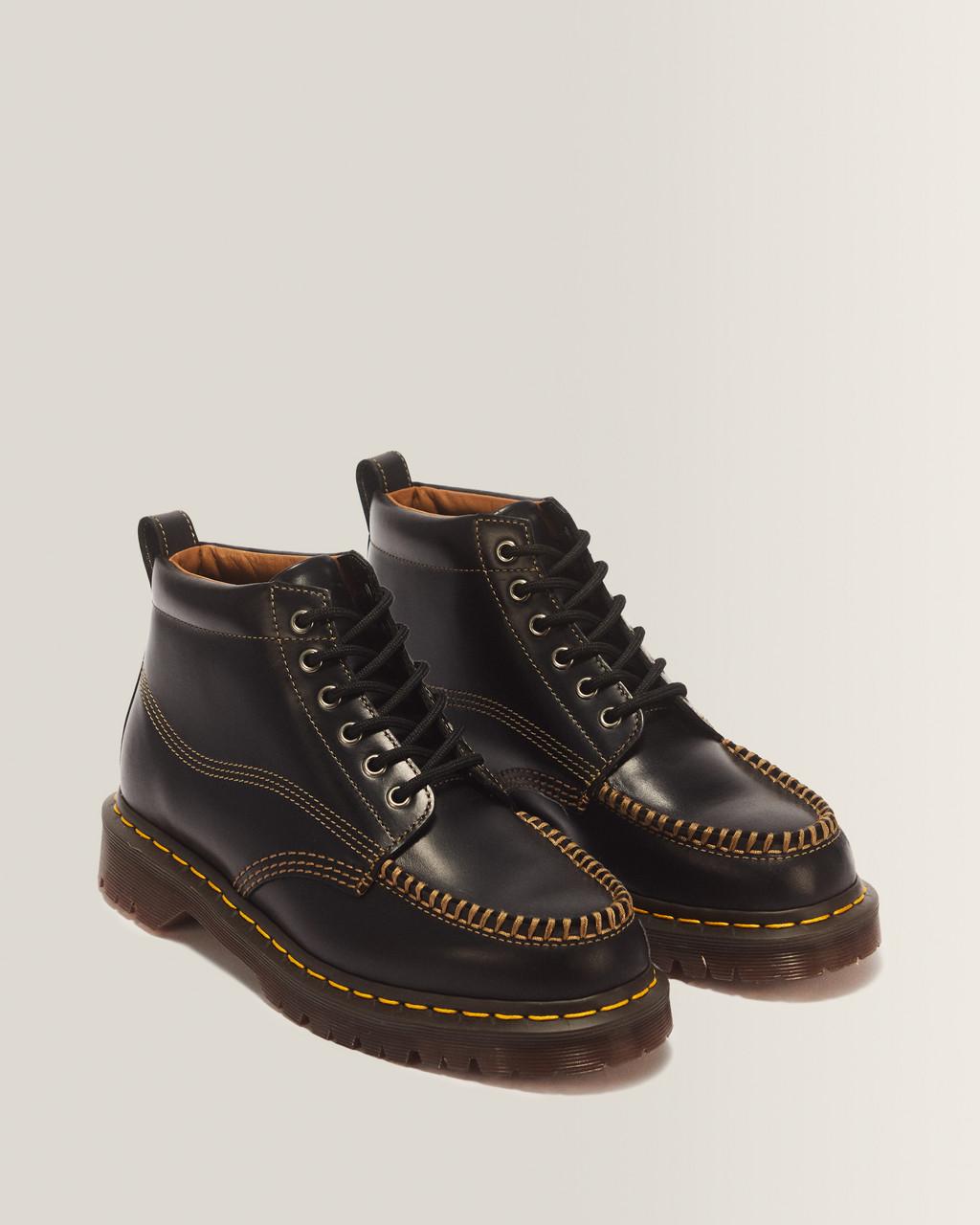 LOWELL CHUKKA MOC TOE LEATHER ANKLE BOOTS - Black — Orleans - image 5