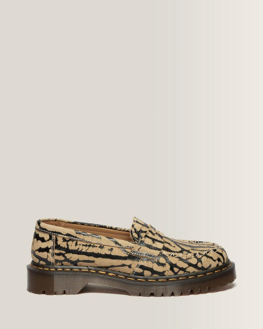 Delapre Suede Penny Loafers - TEAK+BLACK — Wild Emboss Suede