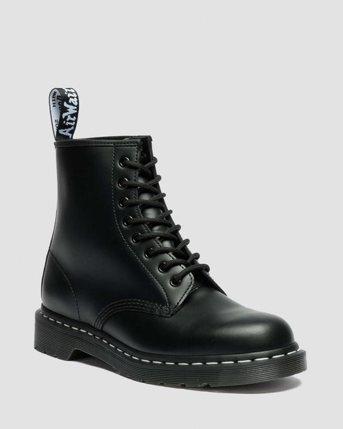 1460 White Stitch Smooth Leather Lace Up Boots - Black — Smooth Leather