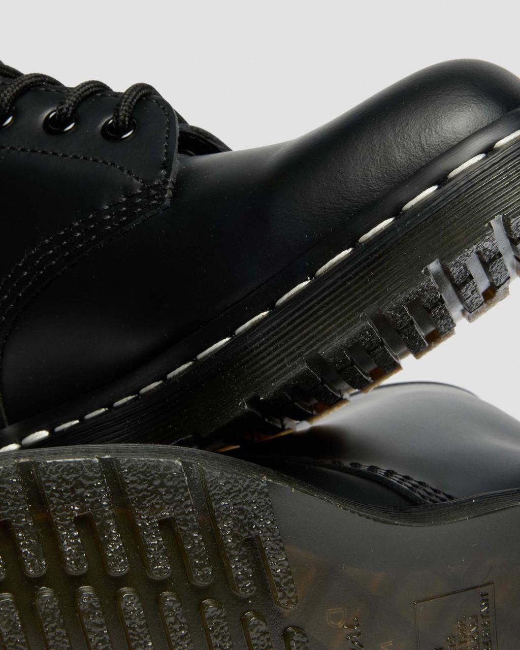 1460 White Stitch Smooth Leather Lace Up Boots - Black — Smooth Leather - image 3